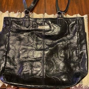 Large Coach shiny leather Tote